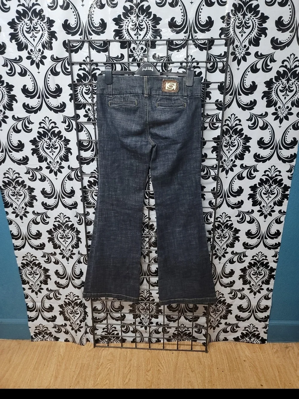 bebe Dark Blue Flared Wide-Leg Jeans - Picture 3 of 5